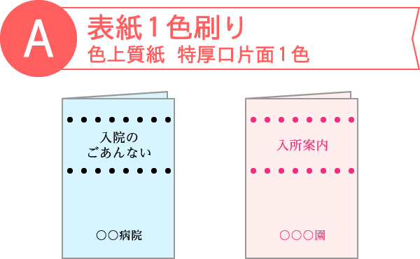 A.表紙1色刷り 色上質紙 特厚口片面1色